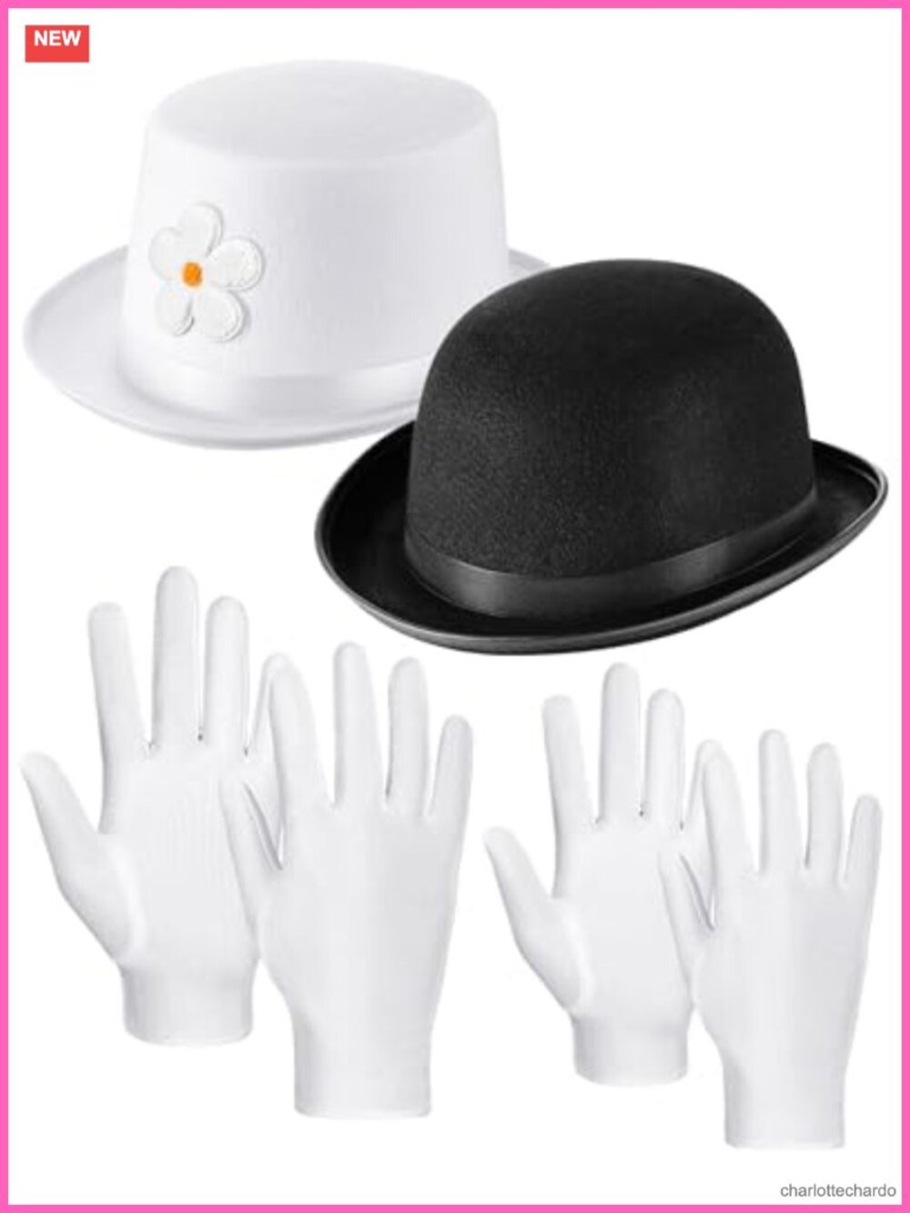 Adult Costume Accessory Set Felt Hats Spandex Gloves Flower Patch Cosplay